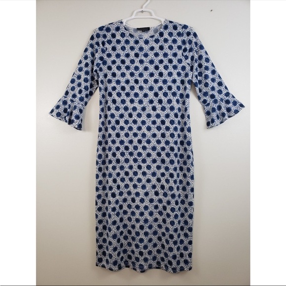 Eloquii Dresses & Skirts - Eloquii Navy and White Patterned Long Sleeve Dress